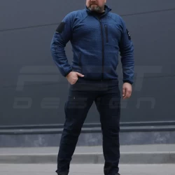 Кофта флис соты Гексагон на молнии Синяя