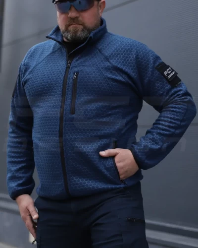 Кофта фліс соти Гексагон на блискавці Синя 40-42/3 40-42/3