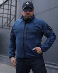 Кофта фліс соти Гексагон на блискавці Синя