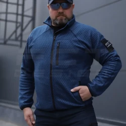 Кофта флис соты Гексагон на молнии Синяя