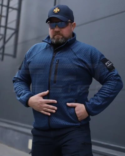 Кофта фліс соти Гексагон на блискавці Синя 40-42/3 40-42/3