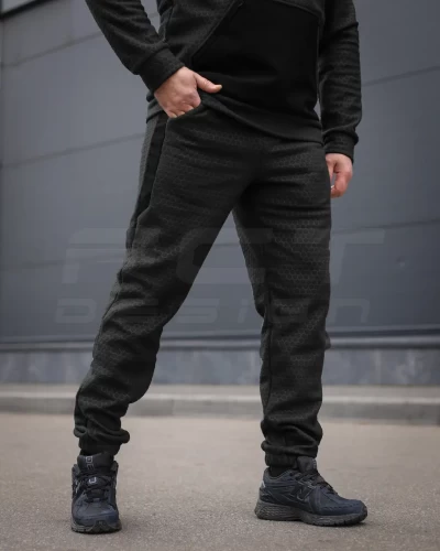 Костюм спортивний Гексагон фліс соти з посиленням Софтшелл чорний 44 44