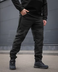 Костюм спортивний Гексагон фліс соти з посиленням Софтшелл чорний