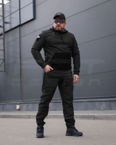 Костюм спортивний Гексагон фліс соти з посиленням Софтшелл чорний 44 44