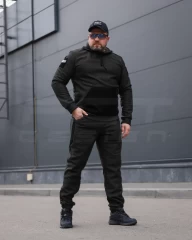 Костюм спортивний Гексагон фліс соти з посиленням Софтшелл чорний