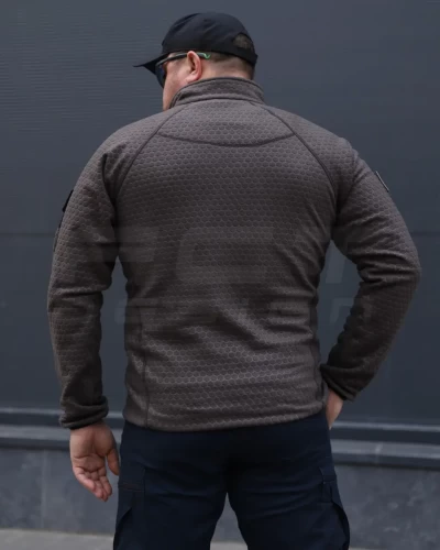 Кофта фліс соти Гексагон на блискавці Коричнева 40-42/3 40-42/3