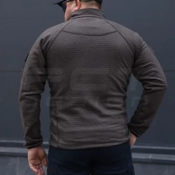 Кофта фліс соти Гексагон на блискавці Коричнева