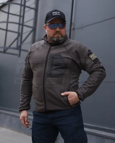 Кофта фліс соти Гексагон на блискавці Коричнева 40-42/3 40-42/3