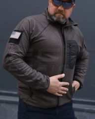 Кофта фліс соти Гексагон на блискавці Коричнева