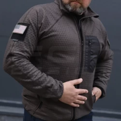 Кофта фліс соти Гексагон на блискавці Коричнева