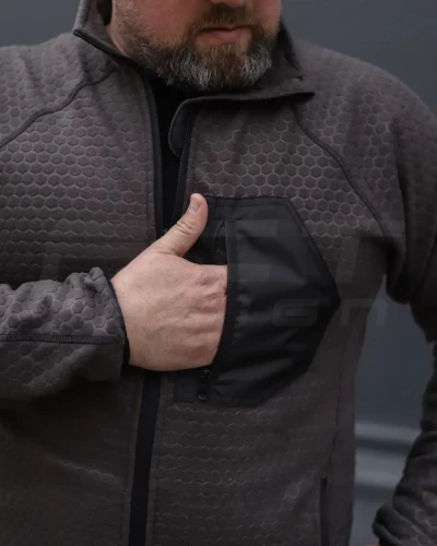 Кофта фліс соти Гексагон на блискавці Коричнева 40-42/3 40-42/3