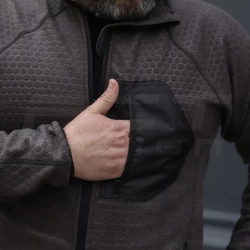 Кофта фліс соти Гексагон на блискавці Коричнева