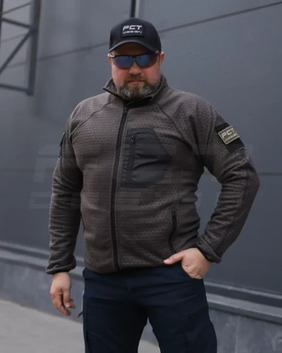 Кофта фліс соти Гексагон на блискавці Коричнева 40-42/3 40-42/3