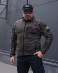 Кофта фліс соти Гексагон на блискавці Коричнева