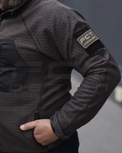 Кофта фліс соти Гексагон на блискавці Коричнева 40-42/3 40-42/3