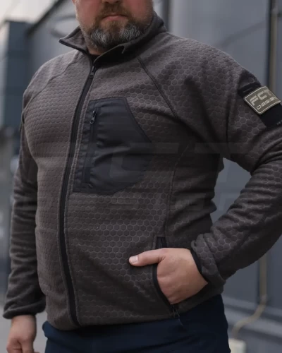 Кофта фліс соти Гексагон на блискавці Коричнева 40-42/3 40-42/3