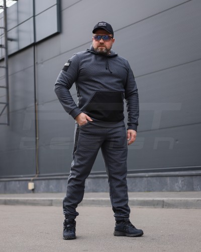 Костюм спортивний Гексагон фліс соти з посиленням Софтшелл сірий 44 44