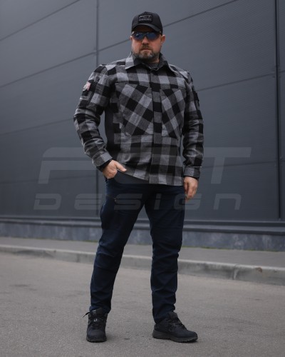 Тактична мілітарі Сорочка FCT демісезон утеплена в клітинку крупна Сіра (38 номер) 40-42/3 40-42/3