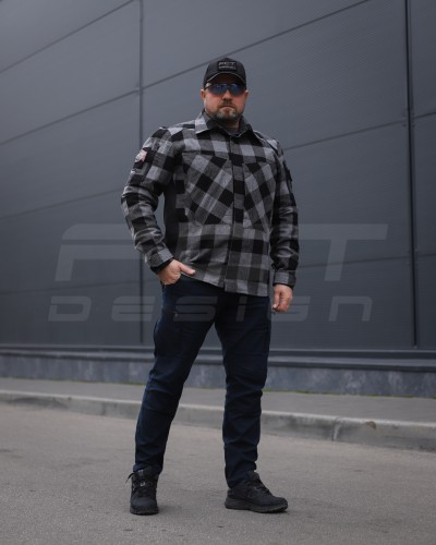 Тактична мілітарі Сорочка FCT демісезон утеплена в клітинку крупна Сіра (38 номер) 40-42/3 40-42/3
