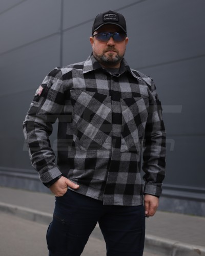 Тактична мілітарі Сорочка FCT демісезон утеплена в клітинку крупна Сіра (38 номер) 40-42/3 40-42/3