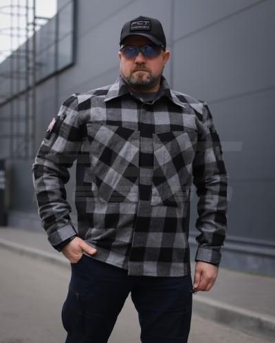 Тактична мілітарі Сорочка FCT демісезон утеплена в клітинку крупна Сіра (38 номер) 40-42/3 40-42/3