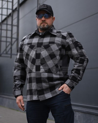 Тактична мілітарі Сорочка FCT демісезон утеплена в клітинку крупна Сіра (38 номер) 40-42/3 40-42/3