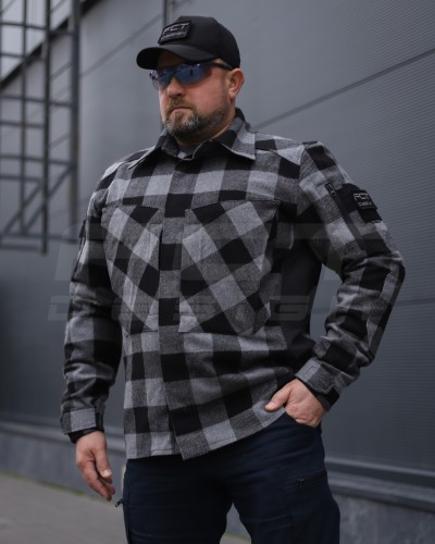 Тактична мілітарі Сорочка FCT демісезон утеплена в клітинку крупна Сіра (38 номер) 40-42/3 40-42/3