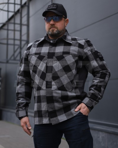 Тактична мілітарі Сорочка FCT демісезон утеплена в клітинку крупна Сіра (38 номер) 40-42/3 40-42/3