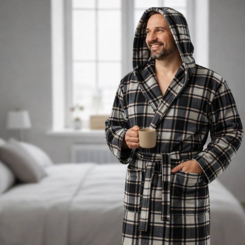 Халат з капюшоном Гексагон Світлий фліс S S