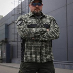 Тактическая милитари Рубашка FCT Blackbeard летняя в клетку Зеленая (44 номер)