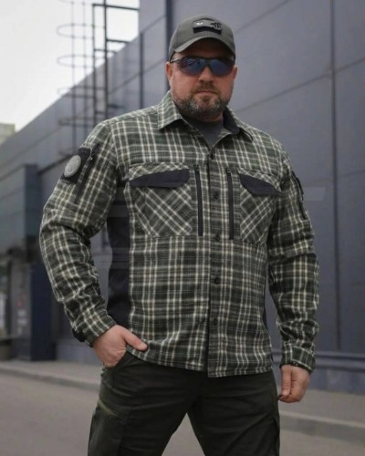 Тактическая милитари Рубашка FCT Blackbeard летняя в клетку Зеленая (44 номер) 40-42/3
