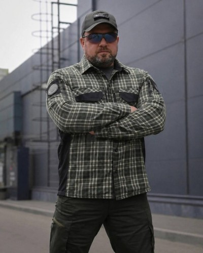 Тактическая милитари Рубашка FCT Blackbeard летняя в клетку Зеленая (44 номер) 40-42/3