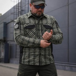 Тактическая милитари Рубашка FCT Blackbeard летняя в клетку Зеленая (44 номер)