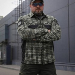 Тактическая милитари Рубашка FCT Blackbeard летняя в клетку Зеленая (44 номер)