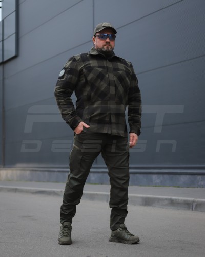 Тактическая милитари Рубашка FCT демисезон утеплена в клетку крупная Хаки (39 номер) 40-42/3