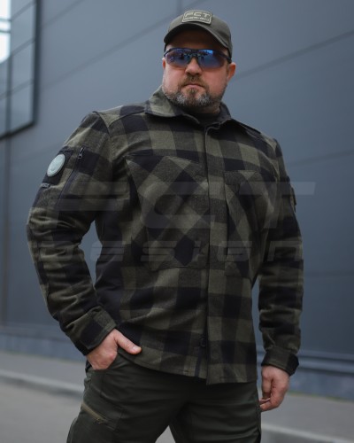 Тактическая милитари Рубашка FCT демисезон утеплена в клетку крупная Хаки (39 номер) 40-42/3