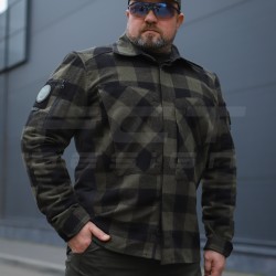 Тактична мілітарі Сорочка FCT демісезон утеплена в клітинку крупна Хакі (39 номер)