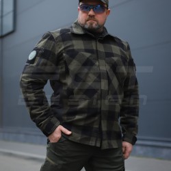 Тактична мілітарі Сорочка FCT демісезон утеплена в клітинку крупна Хакі (39 номер)