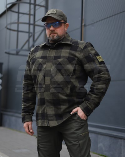 Тактическая милитари Рубашка FCT демисезон утеплена в клетку крупная Хаки (39 номер) 40-42/3