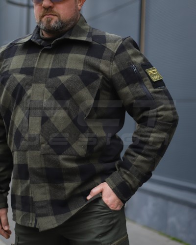 Тактическая милитари Рубашка FCT демисезон утеплена в клетку крупная Хаки (39 номер) 40-42/3