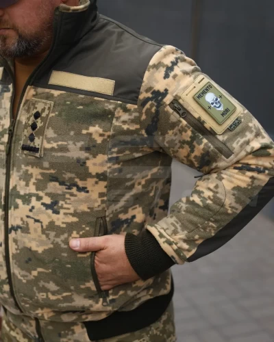 Кофта флис тактическая под резинку пиксель ВСУ 40-42/3