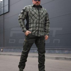 Тактична мілітарі Сорочка FCT зимова утеплена в клітинку Зелена фліс підкладка (44 номер)