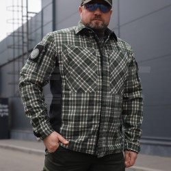 Тактична мілітарі Сорочка FCT зимова утеплена в клітинку Зелена фліс підкладка (44 номер)