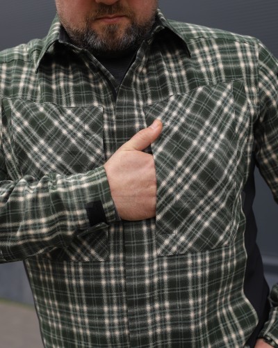 Тактическая милитари Рубашка FCT зимняя утепленная в клетку Зеленая флис подкладка (44 номер) 40-42/3