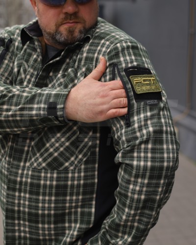 Тактическая милитари Рубашка FCT зимняя утепленная в клетку Зеленая флис подкладка (44 номер) 40-42/3