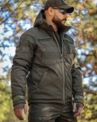 Костюм тактичний зимовий Хантер на флісі Софтшелл хакі