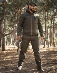 Костюм тактичний зимовий Хантер на флісі Софтшелл хакі