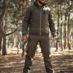Костюм тактичний зимовий Хантер на флісі Софтшелл хакі