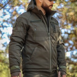 Костюм тактический зимний Хантер на флисе Софтшелл хаки
