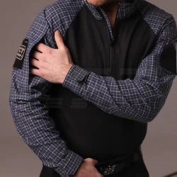 Убакс бойова сорочка URBAN Стрейч у клітку Синя